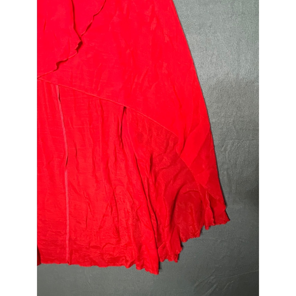 Shasa Red High Low Maxi Skirt Elastic Waist Flowy Asymmetrical Hem Small - Picture 5 of 12